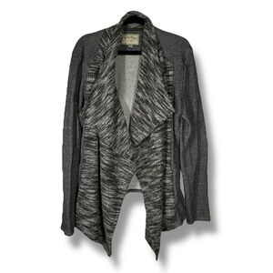 Lucky Brand Gray Mixed Media Asymmetrical Sweater Cardigan Sz Large - "Chelsea"
